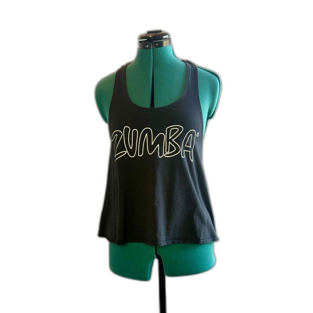 Authentic black and white Zumba Fitness hi-lo racerback